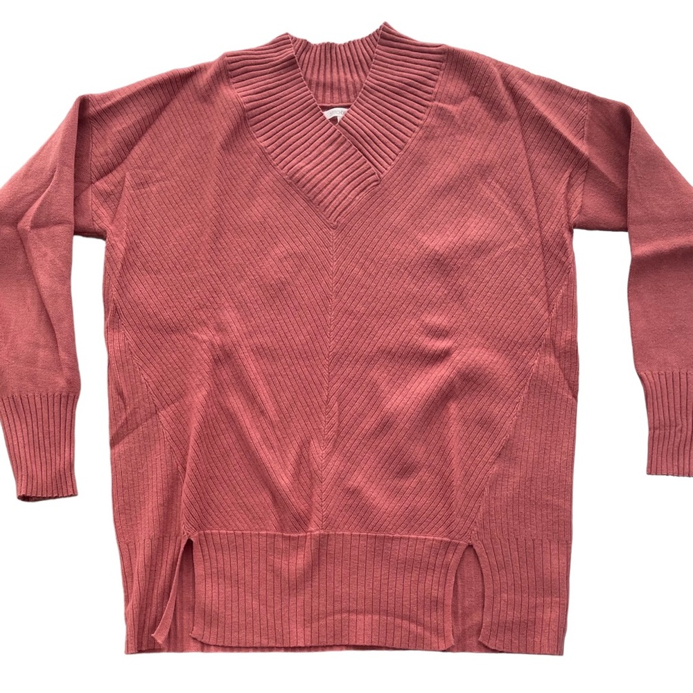 NEW Nordstrom Stitchdrop V-Neck Ribbed Trim Sweater, Size Large - Picture 4 of 5